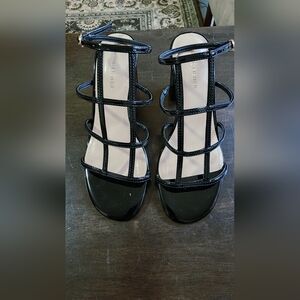 Marc Fisher Glossy Black Strappy Heels